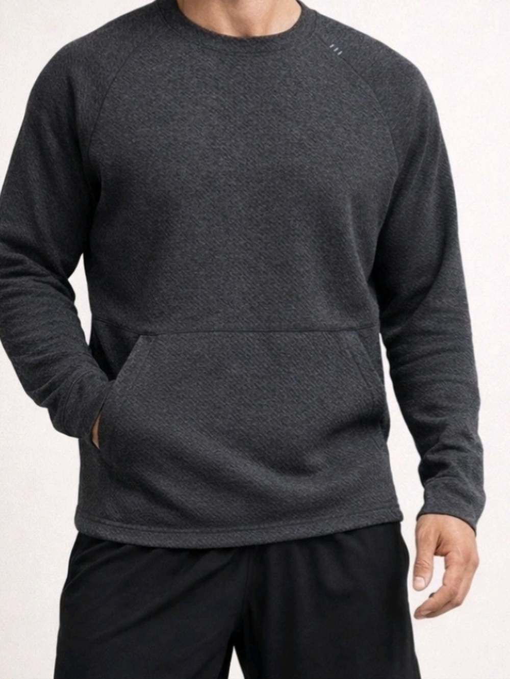 Lululemon At Ease Crew Neck Waffle Knit sweatshirt size Small Black EUC